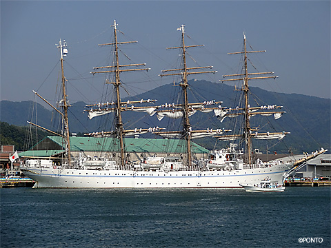 舞鶴港に停泊する海王丸の写真